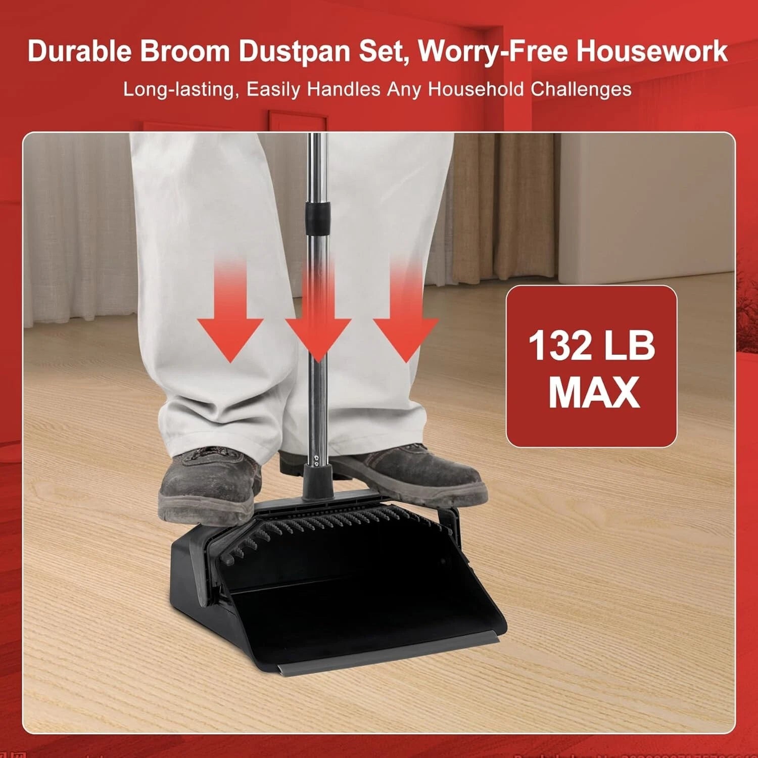 Ergonomic 51'' Broom and Dustpan Combo Set - Time-Saving Cleaning Solution