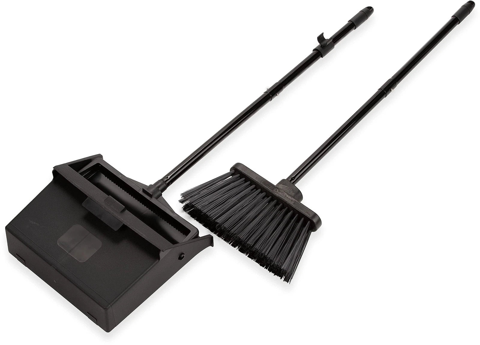 Carlisle Duo-Pan Upright Dustpan & Broom Set for Floor Cleaning - Black