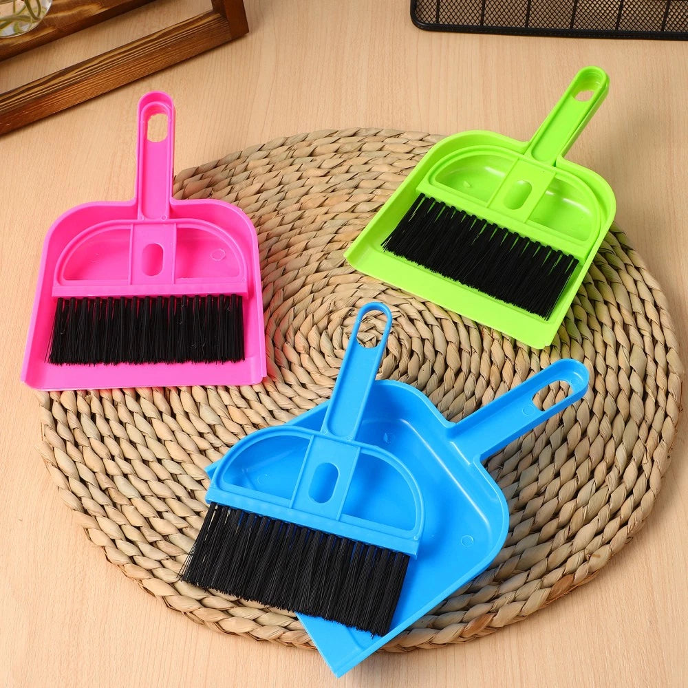 3 Sets Of Desktop Handheld Cleaning Tools Small Dustpans Brooms