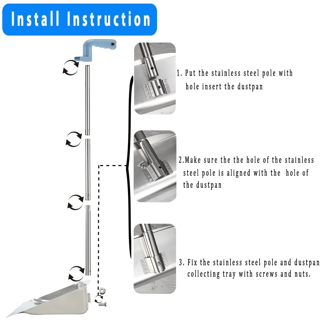 Broom and Dustpan Set for Home - Indoor Broom and Dust Pans with Long Handle ...