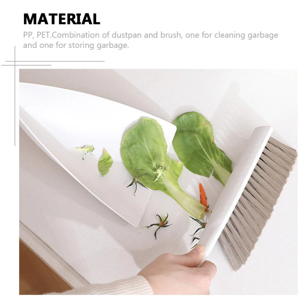 1 Set Desktop Cleaning Broom Mini Dustpan Household Pet Cleaning Supply (White)