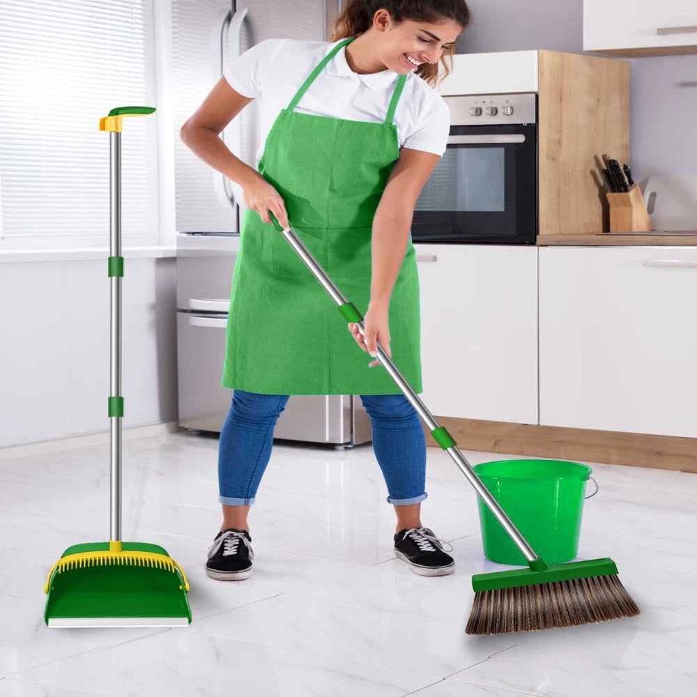 FVSA 51.2 Inches Long Handle Broom and Dustpan Set for Home, Broom and Dustpan C
