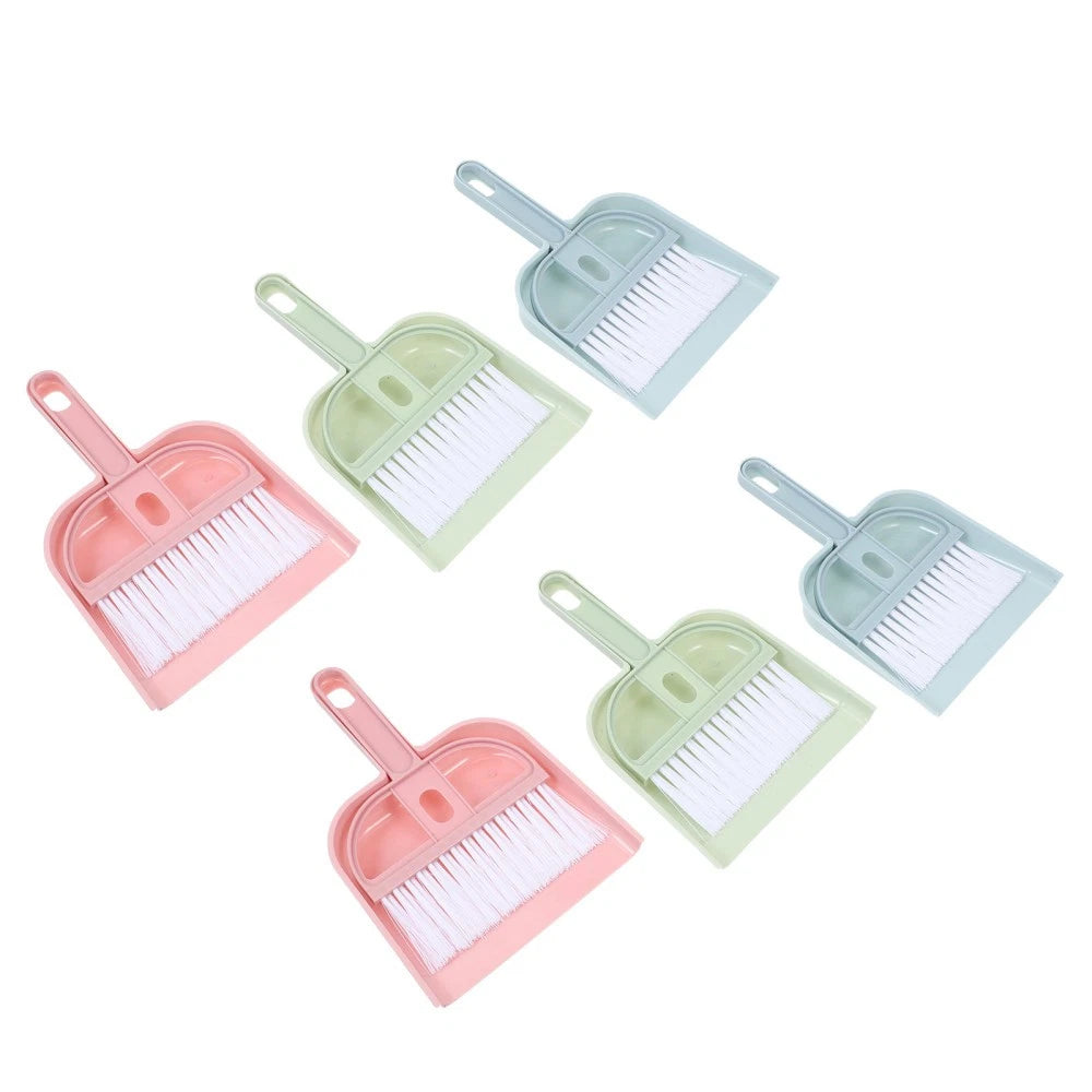 6 Sets Cleaning Artifact Small Broom and Dustpan Miniature Brush Bulk