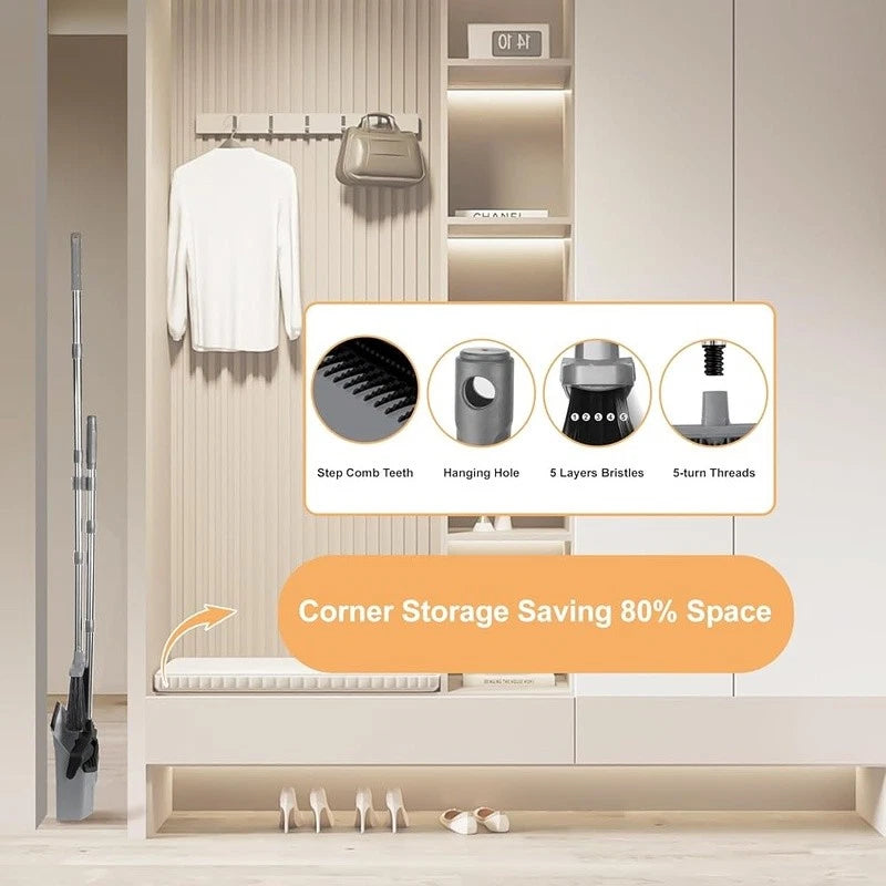 Adjustable Long Handle Broom Dustpan Set Ergonomic Easy Clean Pet Hair New