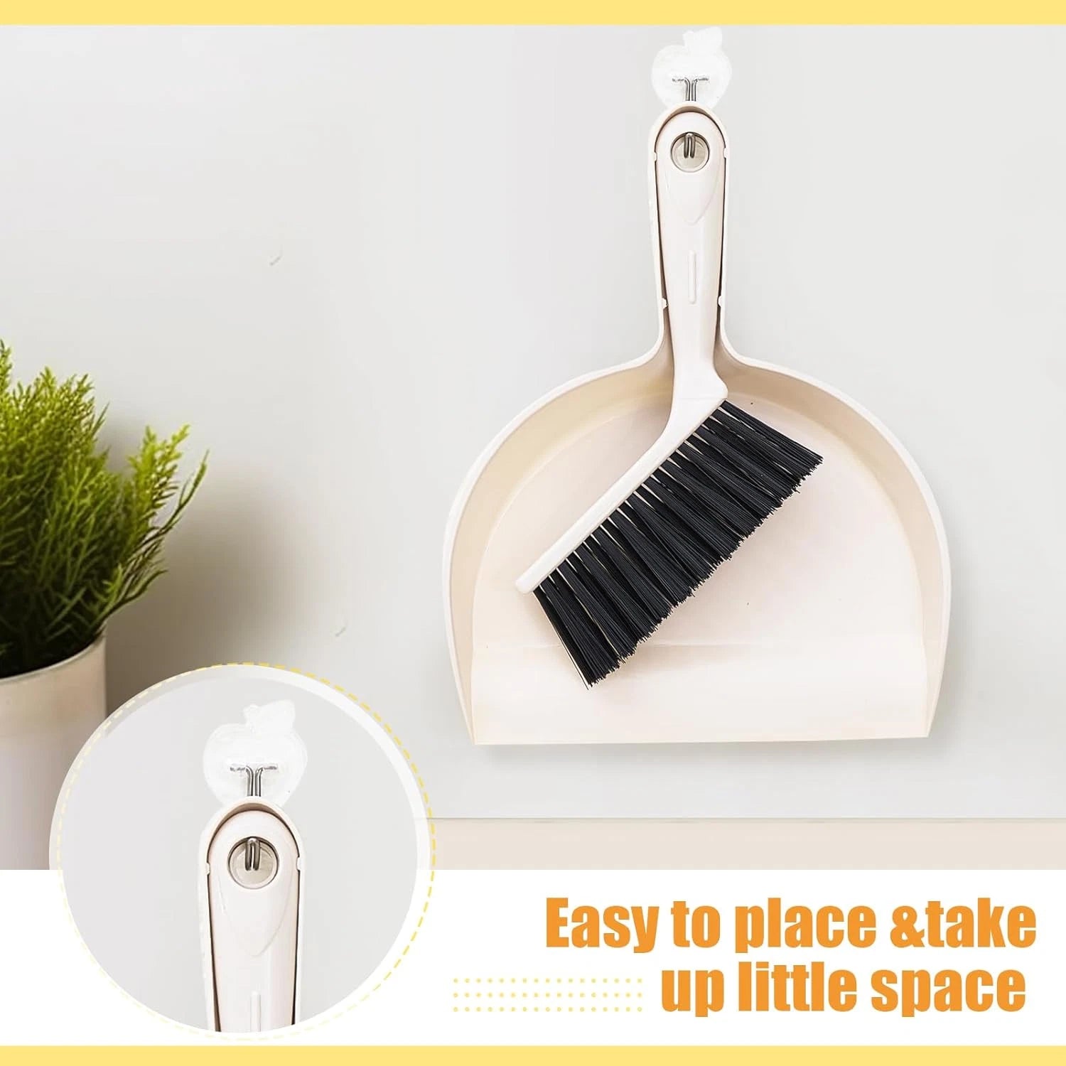 18 Pack Mini Dustpan and Brush Set Beige Plastic Dust Pans with Brush Small Broo