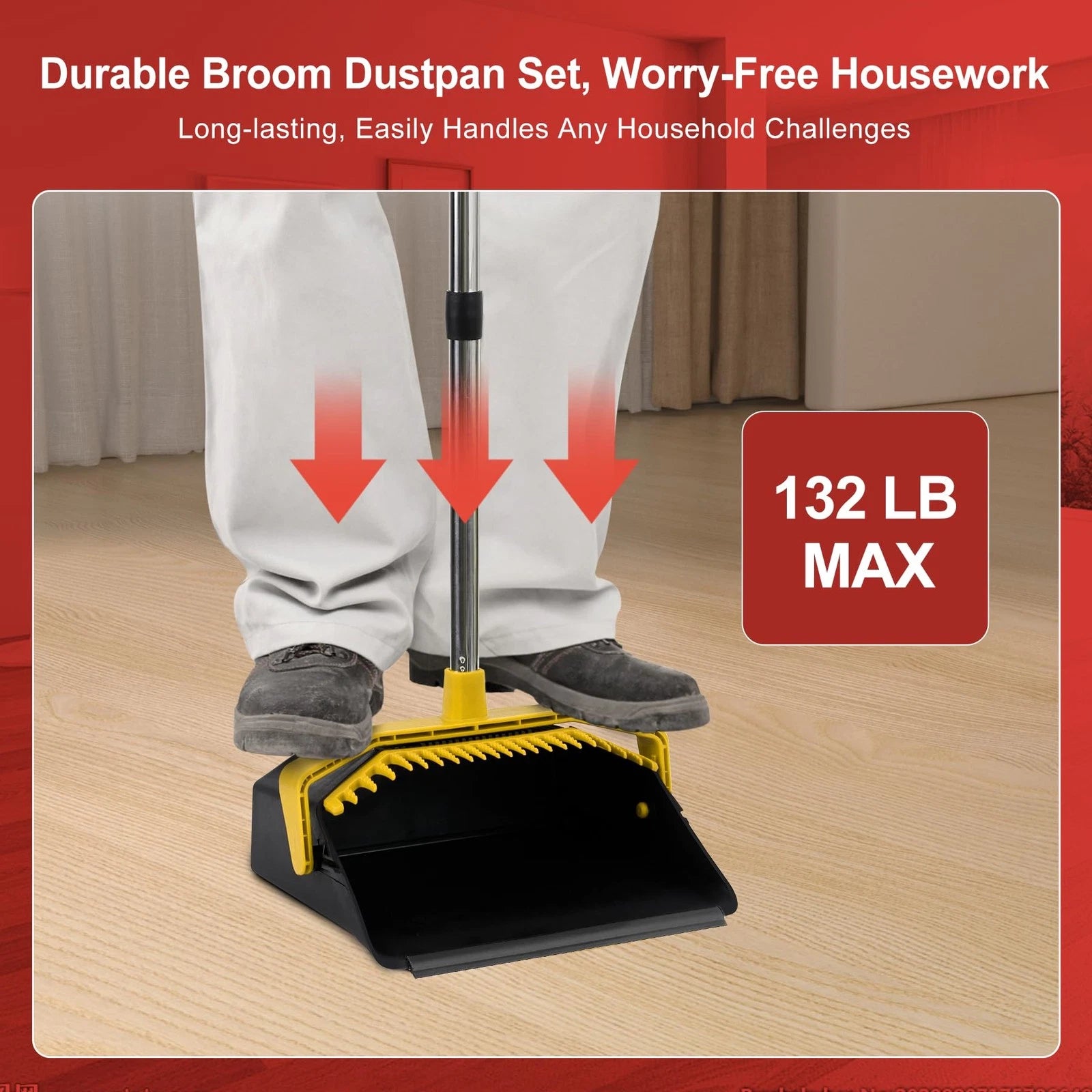 Tiumso Broom with Dustpan Combo Set, Brooms and Dustpans Sets with 51'' Long ...
