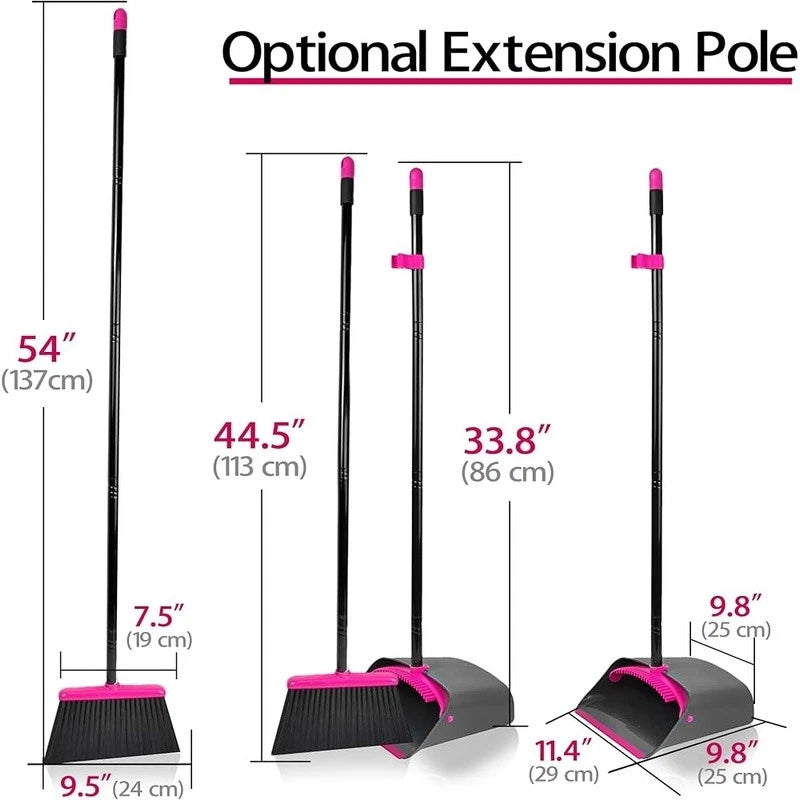 Long Handle Broom Dustpan Set Lightweight Upright Cleaning Combo Stand Up Tool