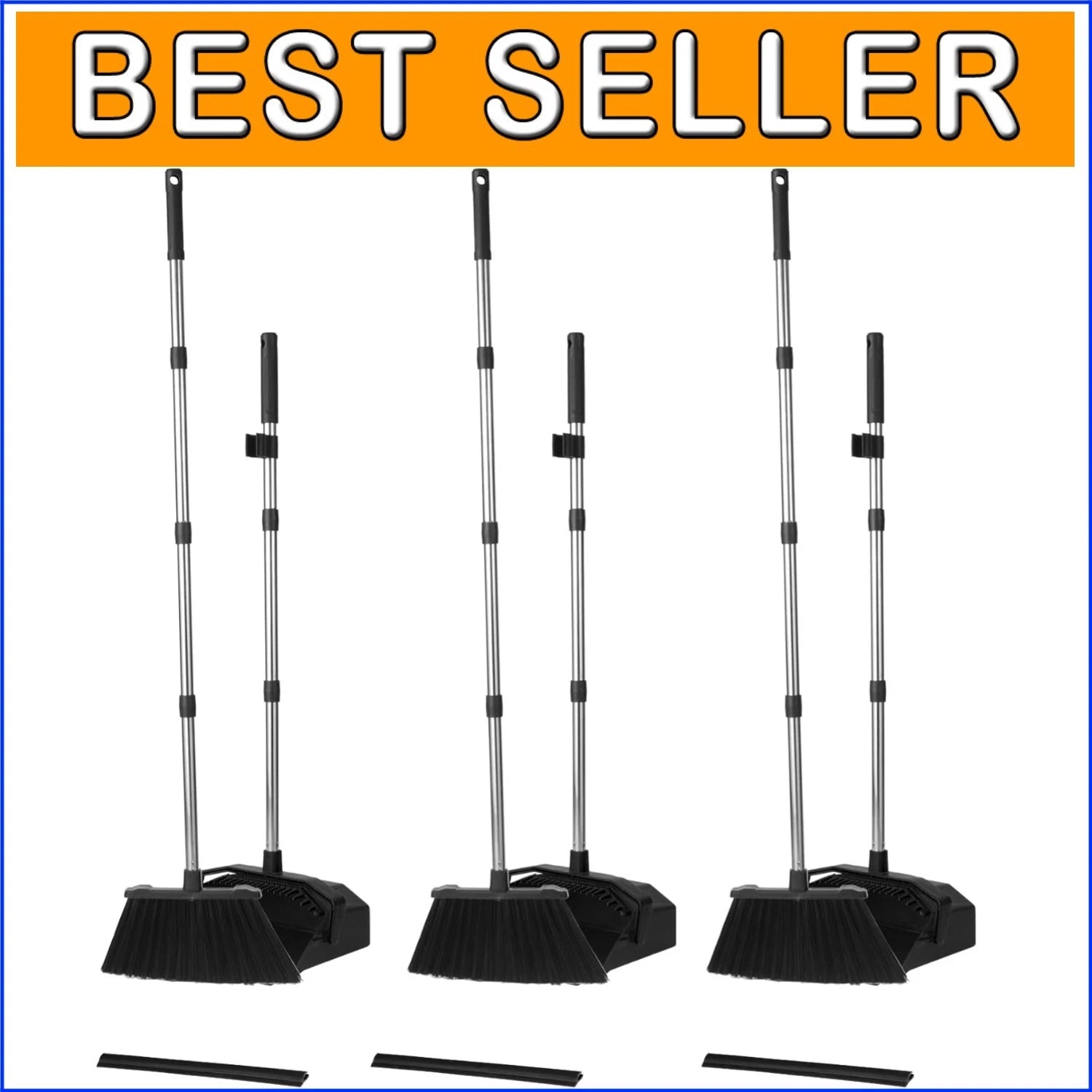 Innovative Self-Cleaning Dust Pan & 51-Inch Broom - Ideal for High-Traffic Areas