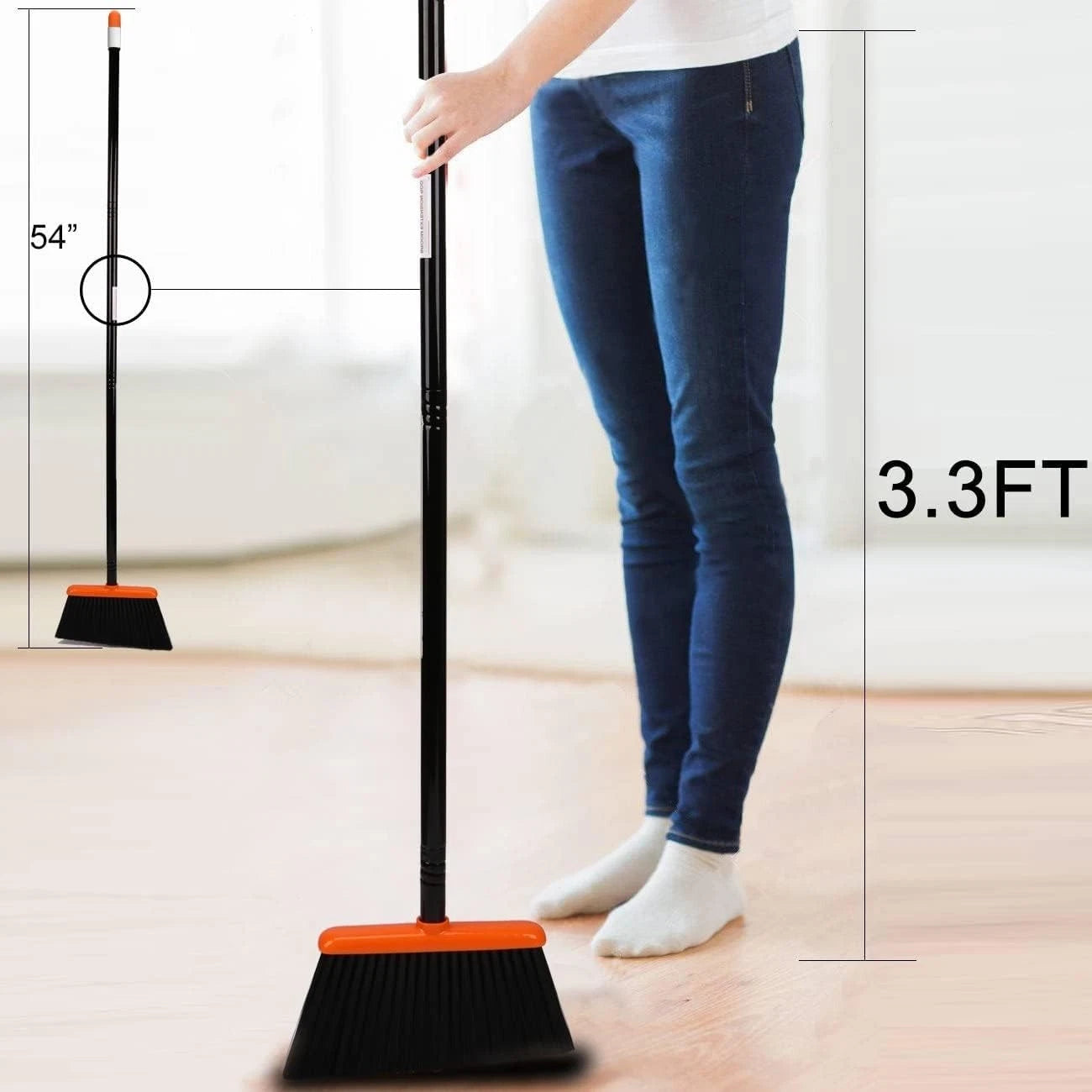 Efficient Cleaning Set: 132 cm Long Handle Broom & Dustpan with Pet Hair Removal