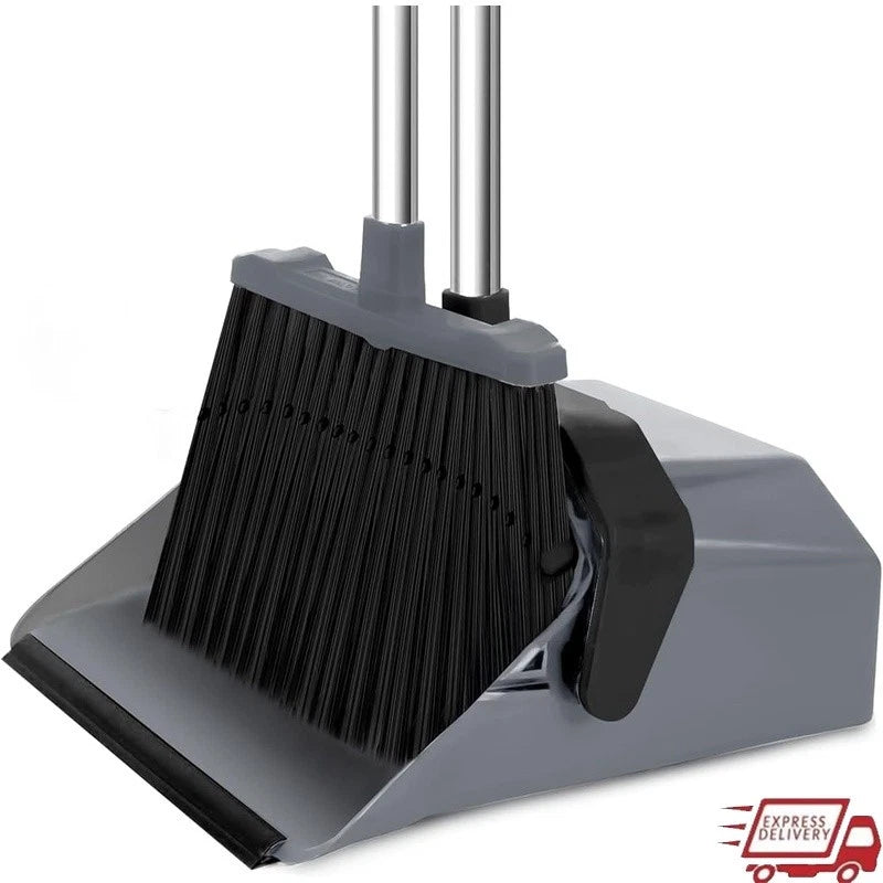Adjustable Long Handle Broom Dustpan Set Ergonomic Easy Clean Pet Hair New