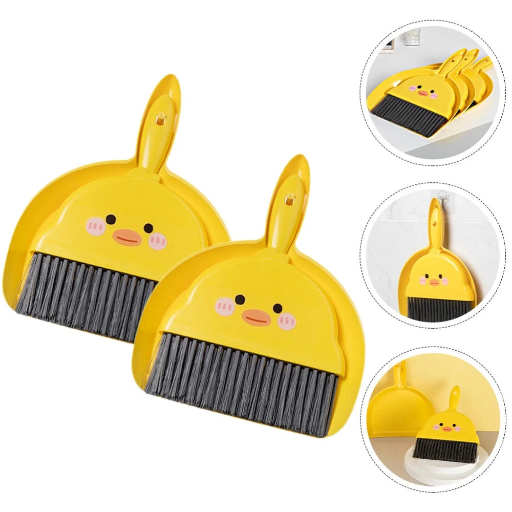 2 Sets Dustpan and Brush Mini Broom Pupils Desktop Table for Crumbs