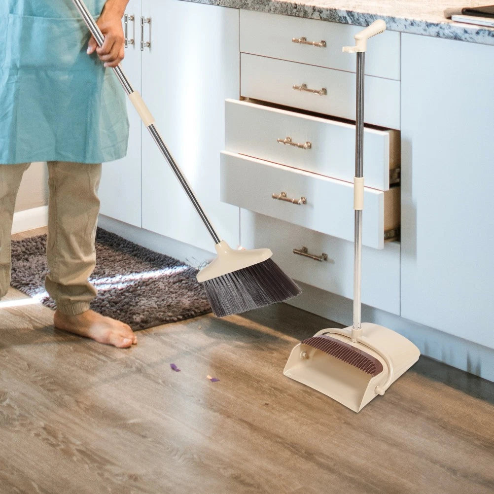 Broom Dustpan Set Washable Duster and Office Plastic Floor Sweeper