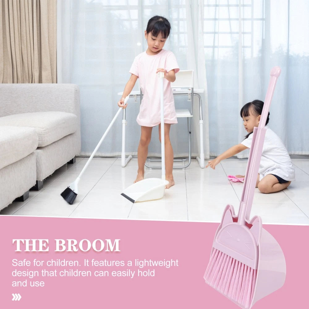 Children's Broom Set Small Dust Pan Kids Cleaning Girls Mini Brooms for