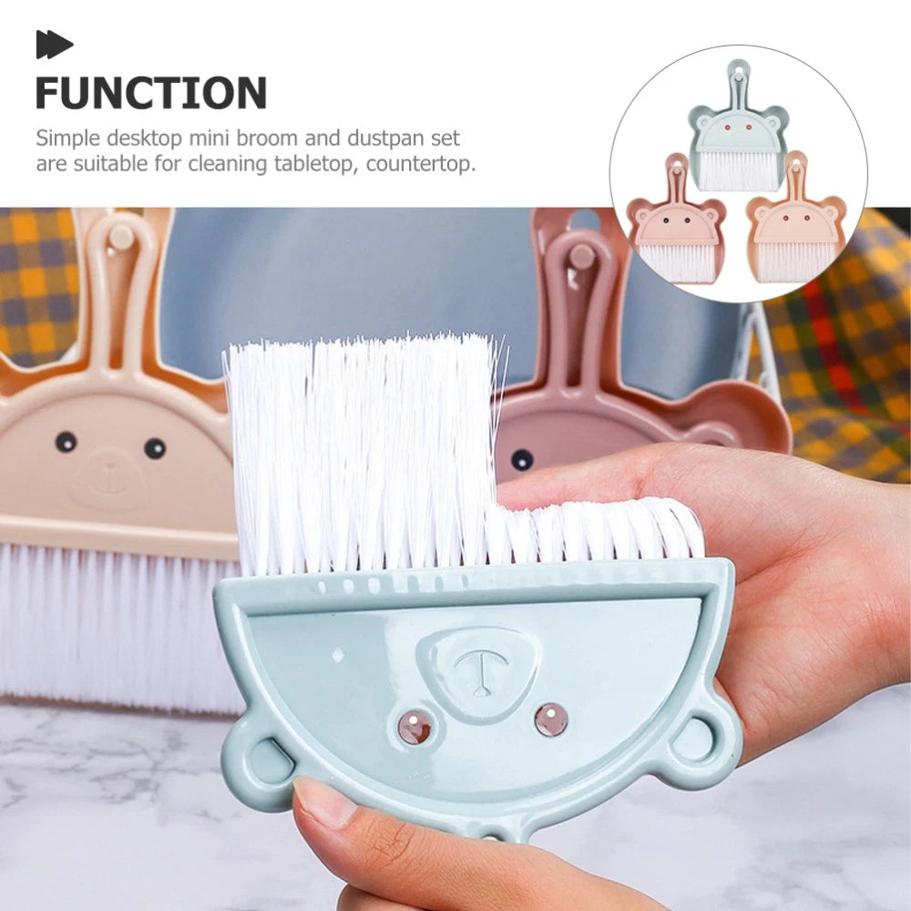 3 Sets Cartoon Broom Dustpan Household Dustpan Portable Broom-