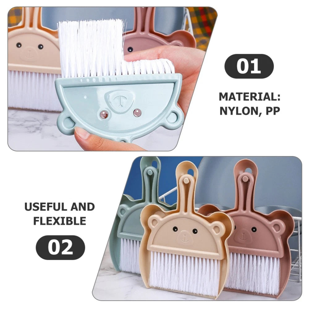 3 Sets Cartoon Broom Dustpan Household Dustpan Portable Broom-