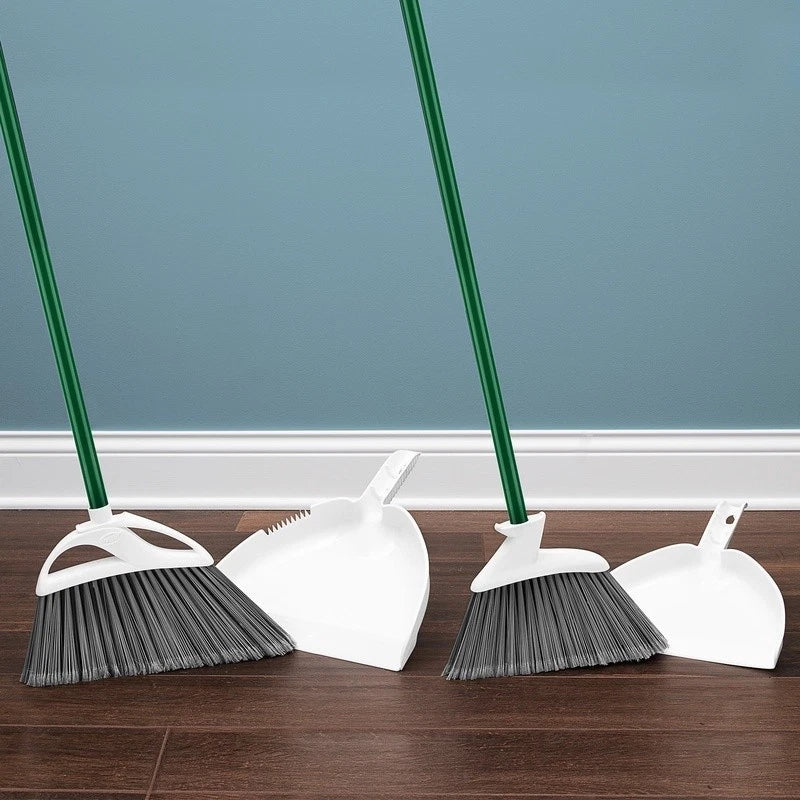 Angle Broom Dustpan Set Indoor Outdoor Cleaning Tools 2 Brooms 2 Dustpans New