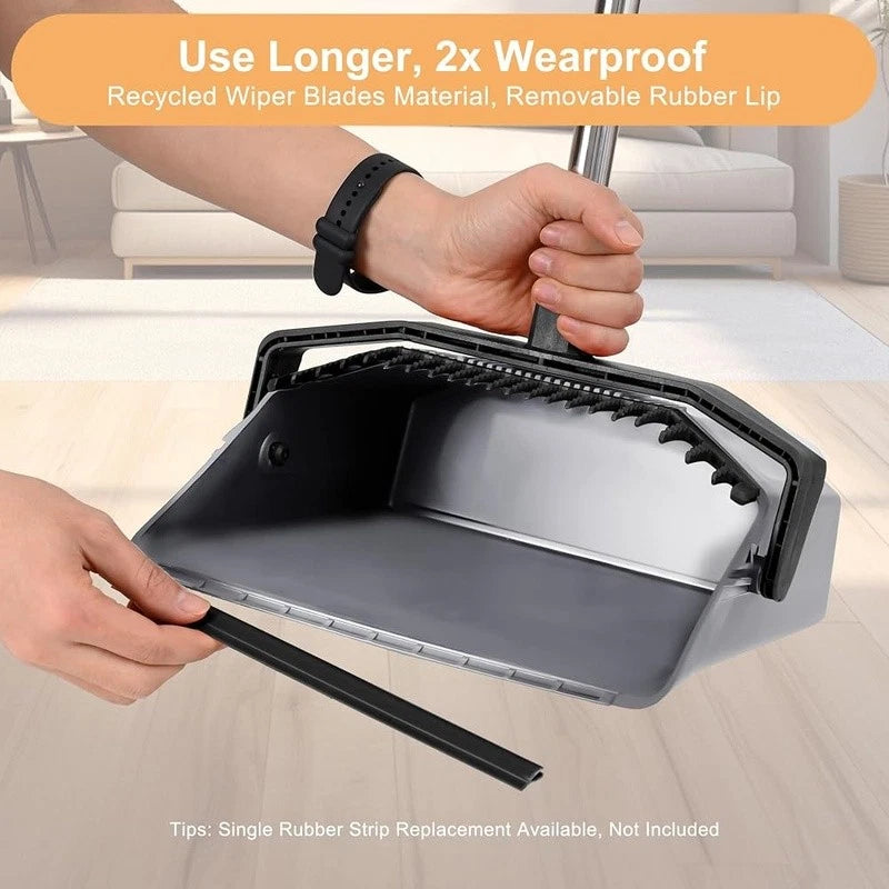 Adjustable Long Handle Broom Dustpan Set Ergonomic Easy Clean Pet Hair New