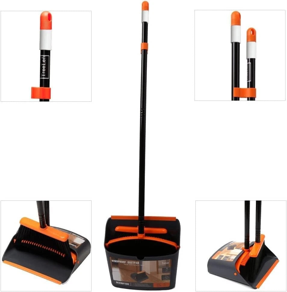 Efficient Cleaning Set: 132 cm Long Handle Broom & Dustpan with Pet Hair Removal