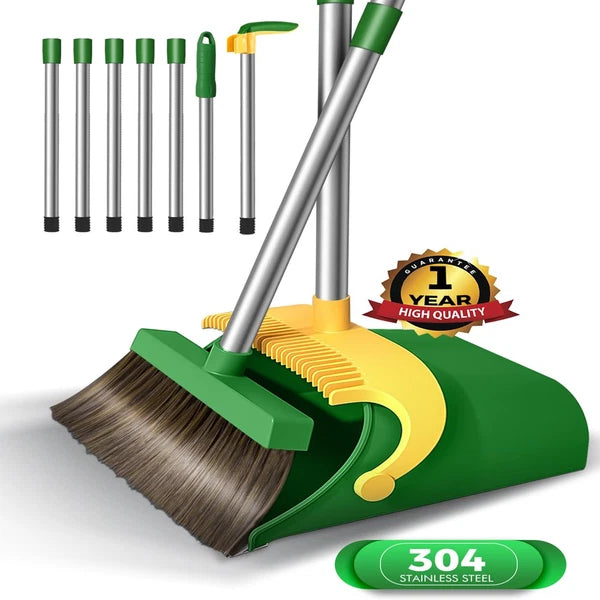 FVSA 51.2 Inches Long Handle Broom and Dustpan Set for Home, Broom and Dustpan C