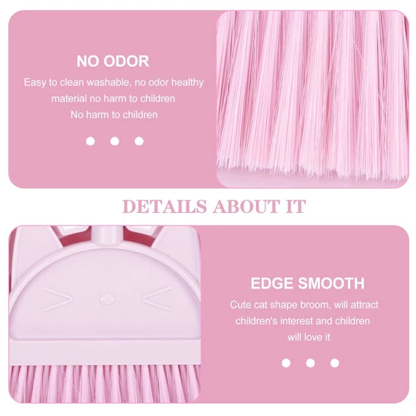 Children's Broom Set Small Dust Pan Kids Cleaning Girls Mini Brooms for