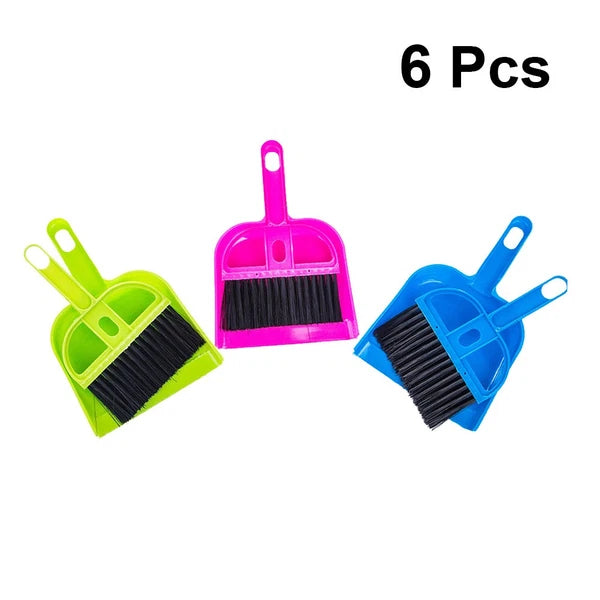 6 Sets Handy Broom Dustpan Sweeping Brush Computer Cleaning Kit Mini with