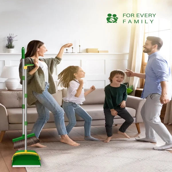 FVSA 51.2 Inches Long Handle Broom and Dustpan Set for Home, Broom and Dustpan C