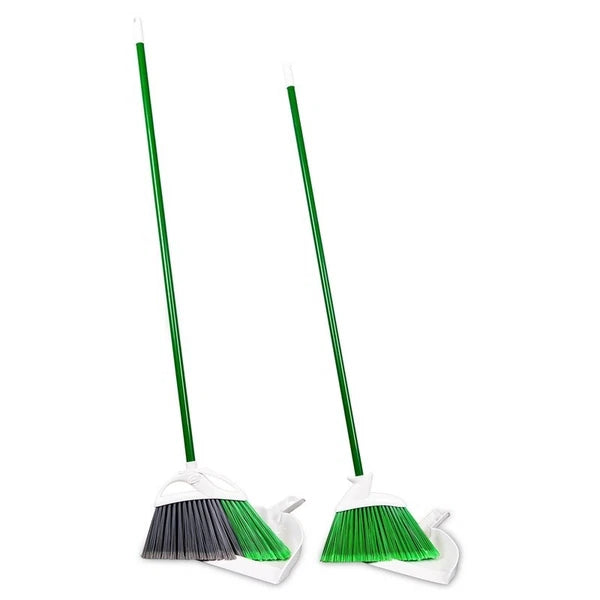 Angle Broom Dustpan Set Indoor Outdoor Cleaning Tools 2 Brooms 2 Dustpans New