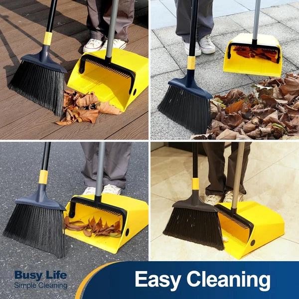 Heavy Duty Broom and Dustpan Set with Comb Commercial Outdoor Indoor for Courtya