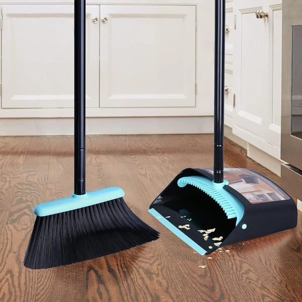 Broom Dustpan Combo Set Long Handle Standing Dustpan Broom Indoor Cleaning Tools