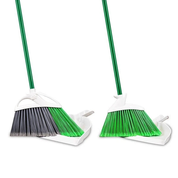 Angle Broom Dustpan Set Indoor Outdoor Cleaning Tools 2 Brooms 2 Dustpans New