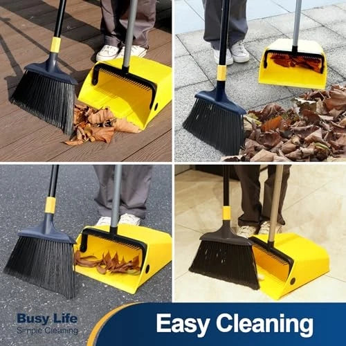 Commercial Broom and Dustpan Set 2 Plus 1 Set with Comb Commercial Outdoor
