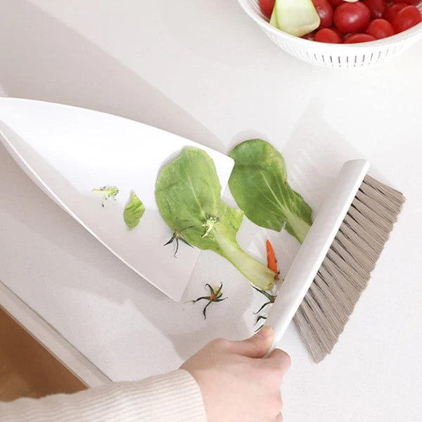 1 Set Desktop Cleaning Broom Mini Dustpan Household Pet Cleaning Supply (White)