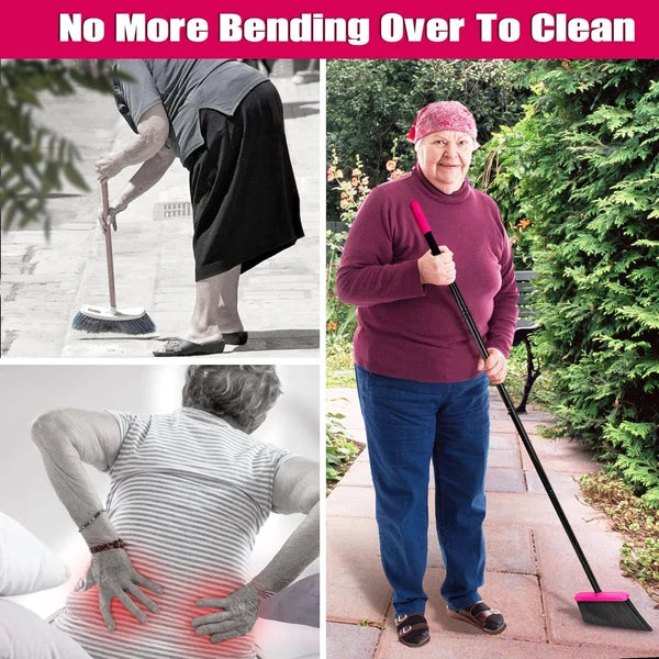 Broom with Dustpan Combo Set, Long Handle Lightweight Indoor Broom Set, Upright