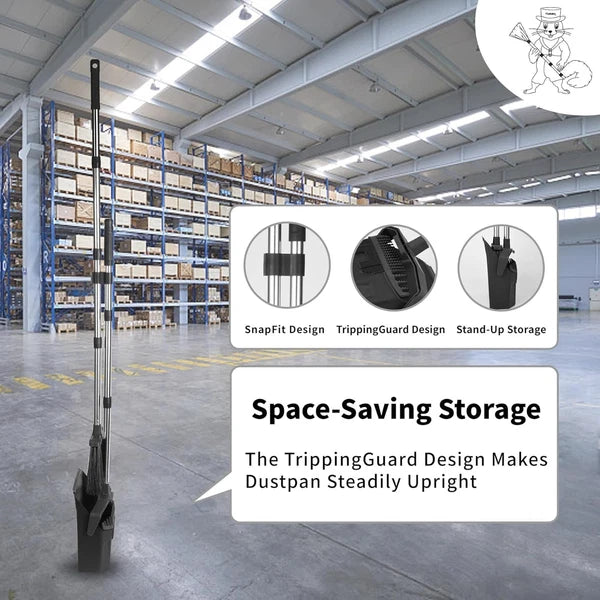 Innovative Self-Cleaning Dust Pan & 51-Inch Broom - Ideal for High-Traffic Areas