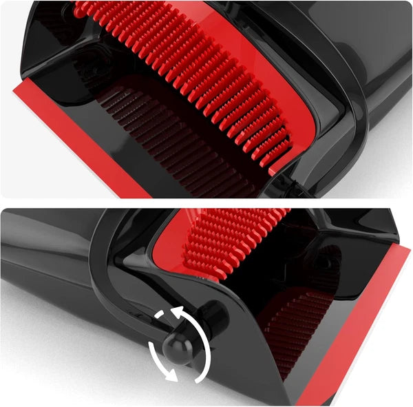 Broom with Dustpan Combo Set 54" Long Handle Adjustable Length Black and Red