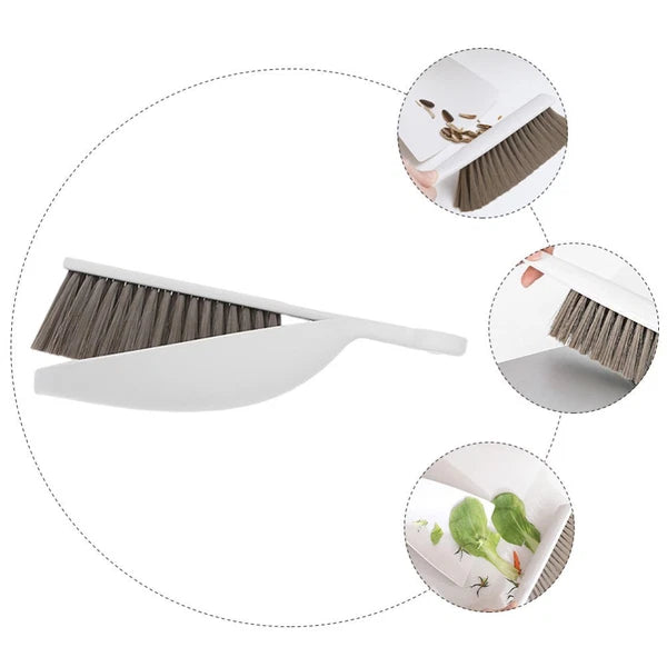 1 Set Desktop Cleaning Broom Mini Dustpan Household Pet Cleaning Supply (White)