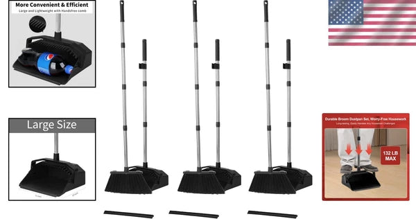 Ergonomic 51'' Broom and Dustpan Combo Set - Time-Saving Cleaning Solution