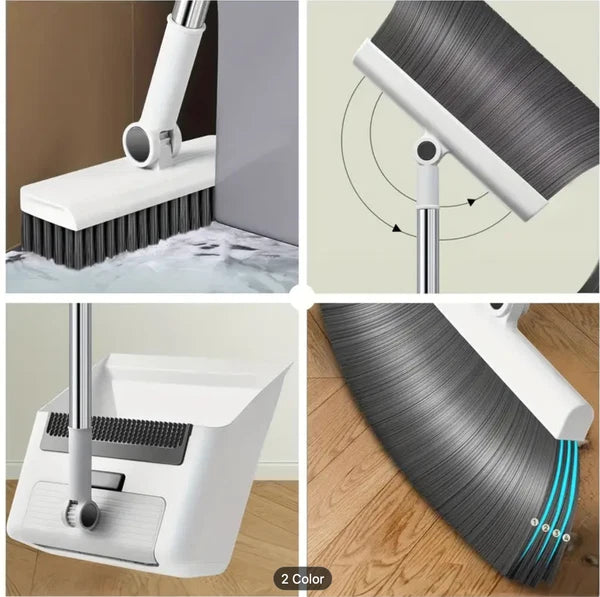 Broom and Dustpan Set, Adjustable Stainless Steel Office & Home Clean Tool