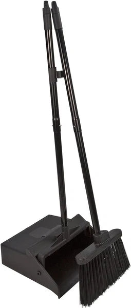 Carlisle Duo-Pan Upright Dustpan & Broom Set for Floor Cleaning - Black