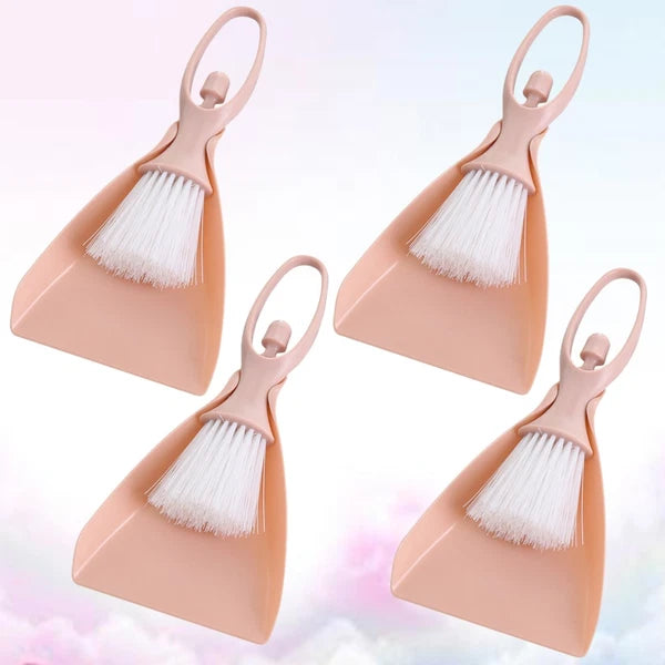 4 Sets Mini Broom Toddler Dustpan Brush Portable for Desktop Cleaning