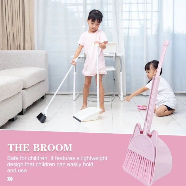 Children's Broom Set Small Dust Pan Kids Cleaning Girls Mini Brooms for