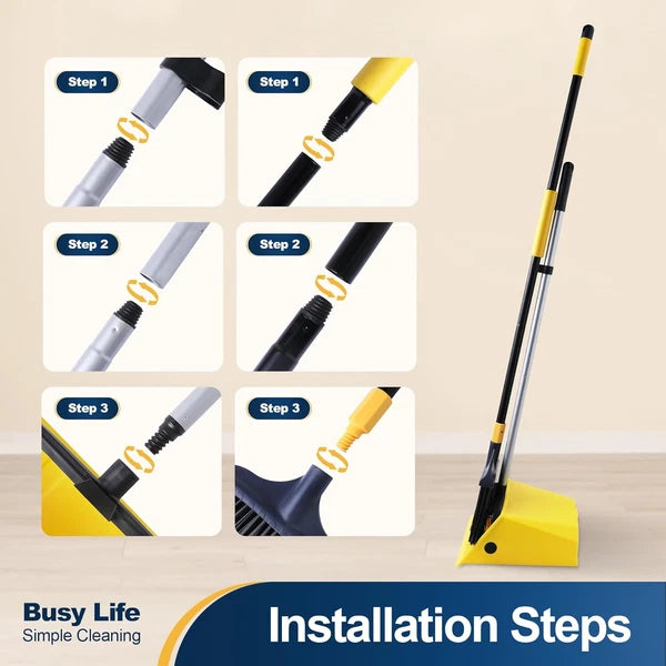 Heavy Duty Broom and Dustpan Set with Comb Commercial Outdoor Indoor for Courtya