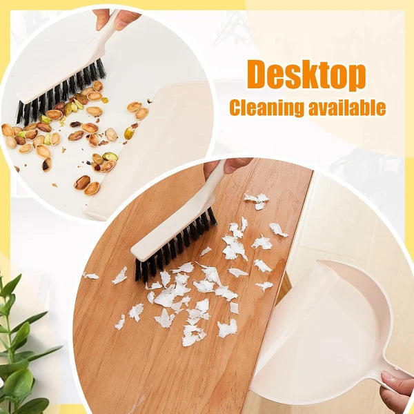 18 Pack Mini Dustpan and Brush Set Beige Plastic Dust Pans with Brush Small Broo