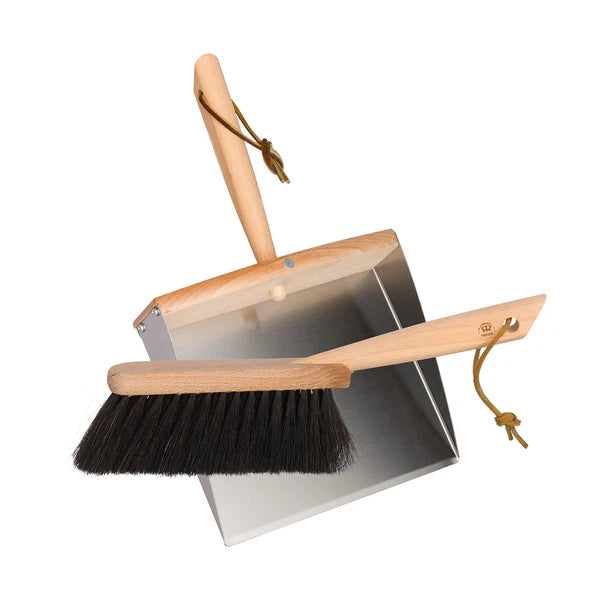 REDECKER Horsehair Fiber Hand Brush and Dust Pan Set, Heavy Duty Broom and Du...