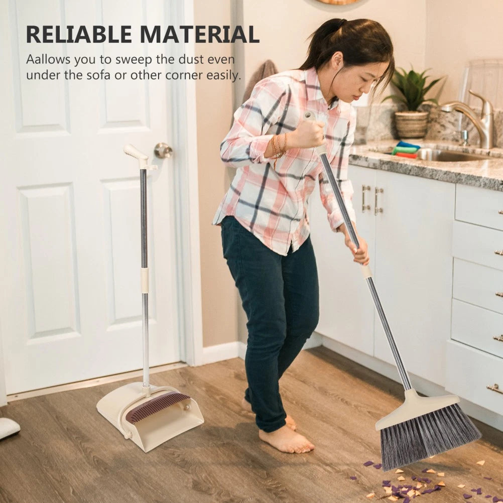 Broom Dustpan Set Washable Duster and Office Plastic Floor Sweeper