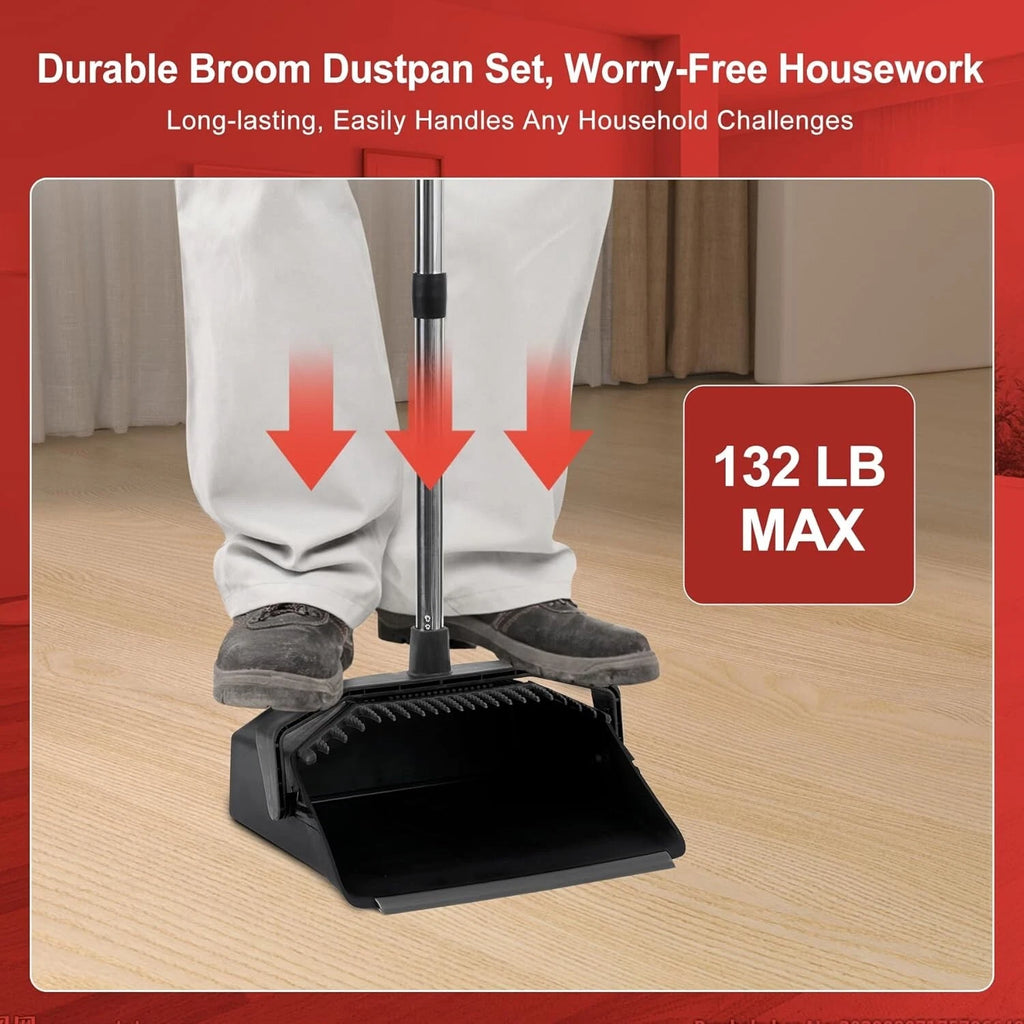 Ergonomic 51'' Broom and Dustpan Combo Set - Time-Saving Cleaning Solution