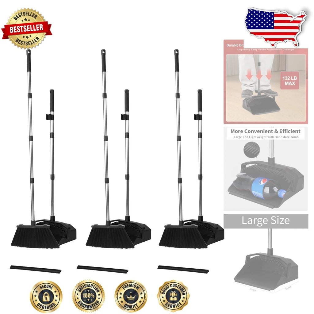 Ergonomic 51'' Broom and Dustpan Combo Set - Time-Saving Cleaning Solution