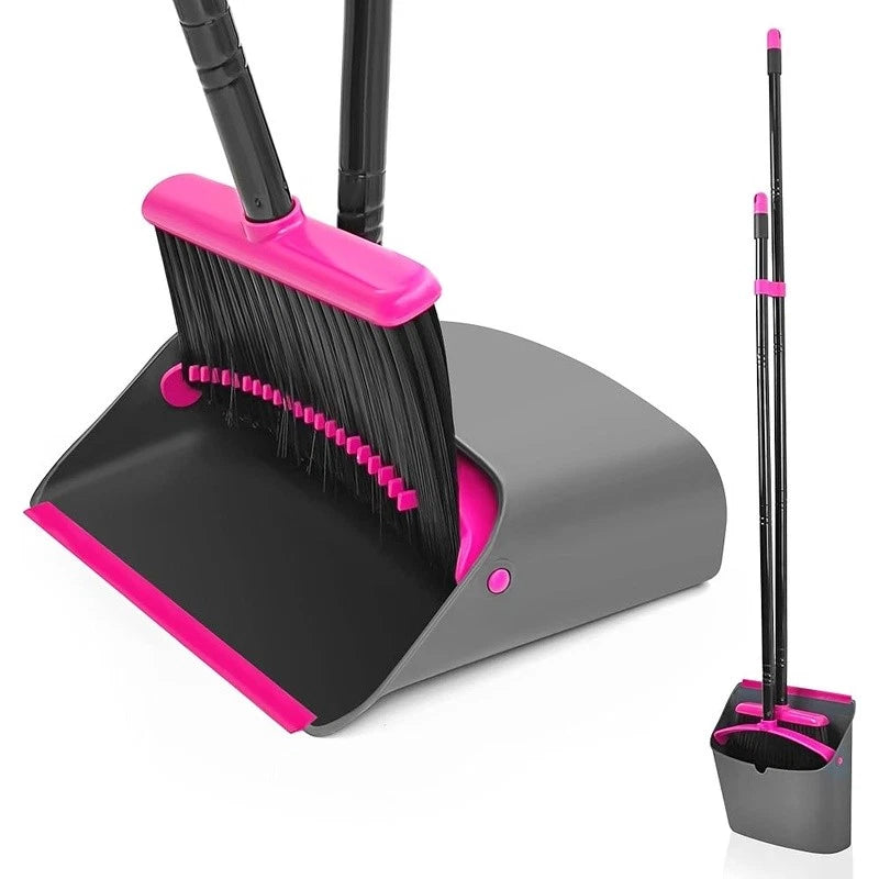 Long Handle Broom Dustpan Set Lightweight Upright Cleaning Combo Stand Up Tool