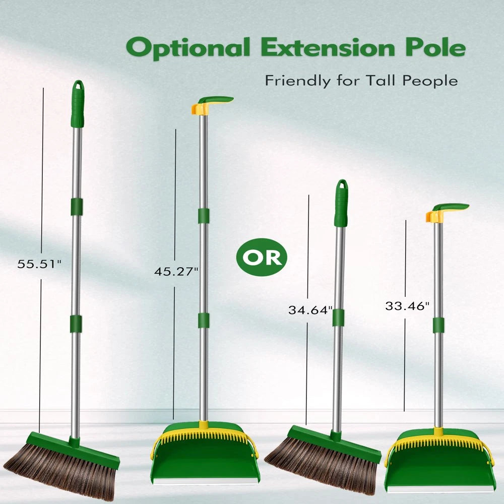 FVSA 51.2 Inches Long Handle Broom and Dustpan Set for Home, Broom and Dustpan C