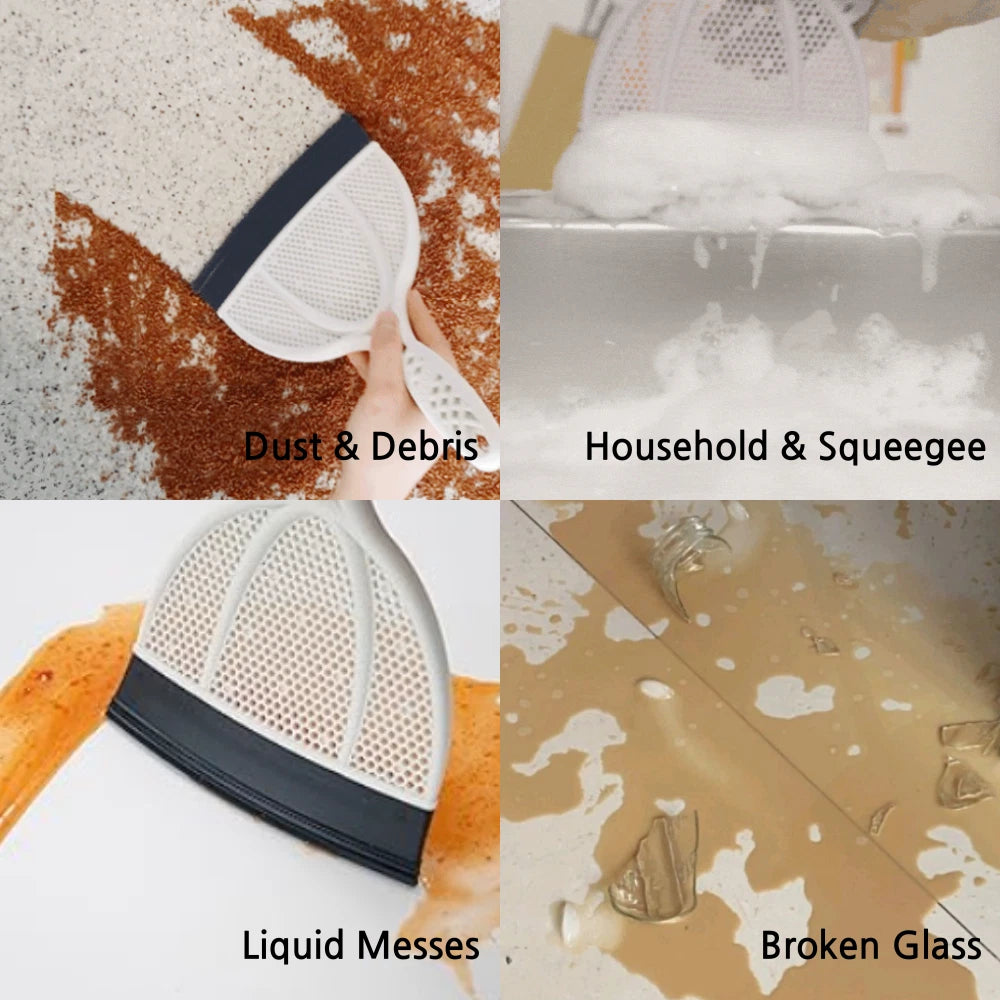 Small Broom Brush Dustpan set Silicone Scraper Squeegee Wiper Floor Sweeper